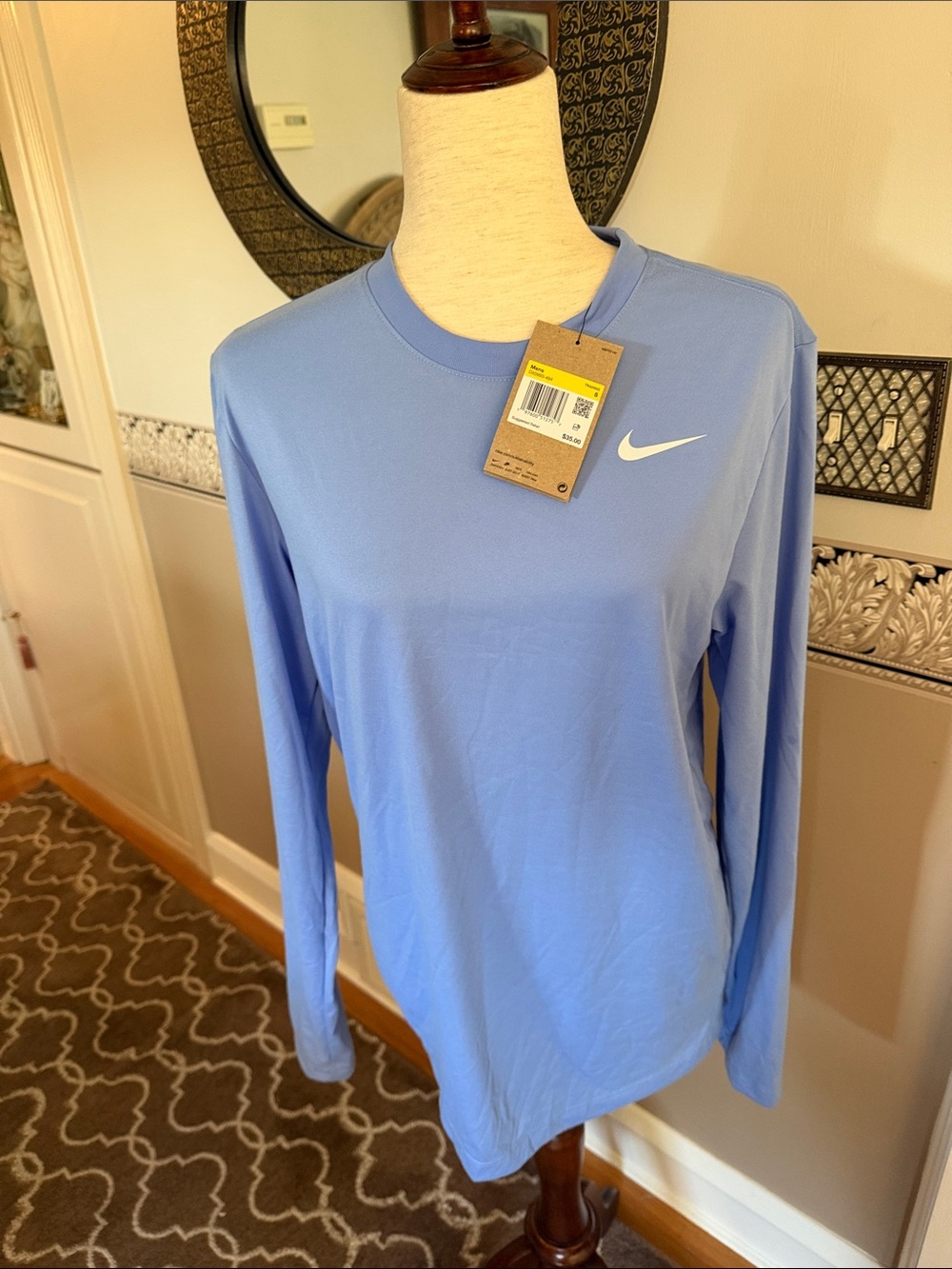 Nike Long Sleeve Performance Tee Drifit Periwinkle Blue size small new with tags